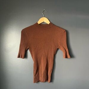 Frank & Oak Brown Ribbed Knit Top (L)